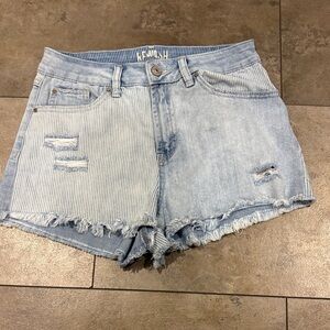 Forever 21 Light Blue Striped Jean Shorts